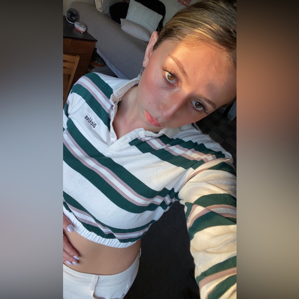 Dickies striped long sleeve crop top